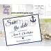 Anchor Wedding Save the Date cards,Anchor Navy blue Wedding Save the Date, (00e)